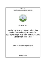 Phân tích hoạt động báo cáo phản ứng có hại của thuốc tại bệnh viện phụ sản trung ương.encrypted