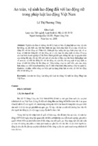 An toàn, vệ sinh lao động đối với lao động nữ trong pháp luật lao động việt nam