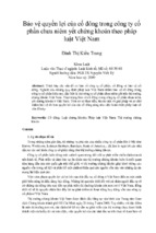 Bảo vệ quyền lợi của cổ đông trong công ty cổ phần chưa niêm yết chứng khoán theo pháp luật việt nam