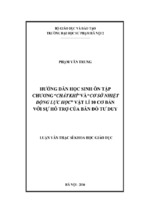 Nghiên cứu xây dựng tiến trình hướng dẫn học sinh sử dụng bản đồ tư duy trong ôn tập hệ thống hóa kiến thức chương chất khí và cơ sở của nhiệt động lực học vật lí 10