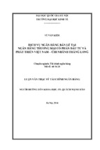 Dịch vụ ngân hàng bán lẻ tại ngân hàng hàng thương mại cổ phần đầu tư và phát triển việt nam   chi nhánh thăng long