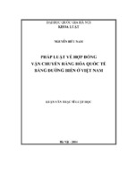 Pháp luật về hợp đồng vận chuyển hàng hóa quốc tế bằng đường biển ở việt nam