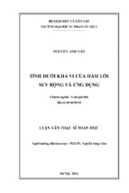 Nghiên cứu hệ thống các tính chất của hàm suy lồi suy rộng dưới khả vi và một số bài toán ứng dụng