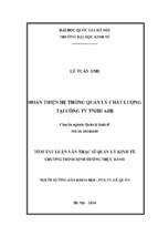 Hoàn thiện hệ thống quản lý chất lượng tại công ty tnhh abb