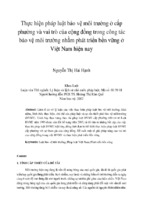 Thực hiện pháp luật bảo vệ môi trường ở cấp phường và vai trò của cộng đồng trong công tác bảo vệ môi trường nhằm phát triển bền vững ở việt nam hiện nay