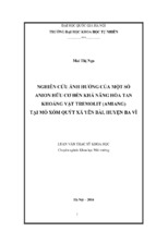 Nghiên cứu ảnh hưởng của một số anion hữu cơ đến khả năng hòa tan khoáng vật tremolit (amiang) tại mỏ xóm quýt xã yên bài, huyện ba vì