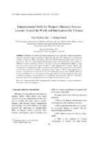 Entrepreneurial skills for women’s business success lessons around the world and implications for vietnam