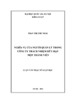 Nghĩa vụ của người quản lý trong công ty tnhh một thành viên