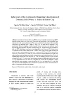 Behaviours of the community regarding classification of domestic solid waste at source in hanoi city