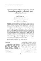 Implementing corporate social responsibility towards sustainable development a case study of smes in thanh hoa province