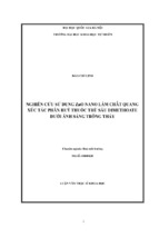 Nghiên cứu sử dụng zno nano làm chất quang xúc tác phân huỷ thuốc trừ sâu dimethoate dưới ánh sáng trông thấy