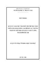 Quản lý giáo dục thẩm mỹ cho trẻ mẫu giáo thông qua hoạt động tạo hình ở các trường mầm non trên địa bàn quận nam từ liêm, thành phố hà nội