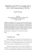 Hiệp định trị giá gatt, kinh nghiệm một số nước và thực trạng áp dụng tại việt nam