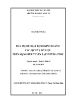 đẩy mạnh hoạt động kinh doanh các dịch vụ dữ liệu trên mạng hữu tuyến tại vnpt hà tĩnh