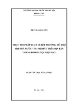 Thực thi pháp luật về bồi thường, hõ trợ khi nhà nước thu hồi đất trên địa bàn thành phố hà nội hiện nay