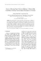 Factors affecting travel decision making a study of the credibility of online travel related information in vietnam