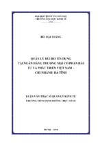 Quản lý rủi ro tín dụng tại ngân hàng thương mại cổ phần đầu tư và phát triển việt nam   chi nhánh hà tĩnh