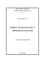 Tìm hiểu phương pháp quản lý các tua du lịch, các bài toán đếm, bài toán liệt kê