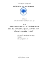 Nghiên cứu các các yếu tố ảnh hưởng đến sự thỏa mãn trong công việc của nhân viên ngân hàng acb chi nhánh tân phú