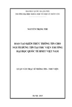 đào tạo kiến thức thông tin cho người dùng tin tại thư viện trường đại học quốc tế rmit việt nam