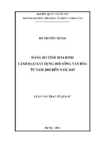 đảng bộ tỉnh hòa bình lãnh đạo xây dựng đời sống văn hóa từ năm 2006 đến năm 2015