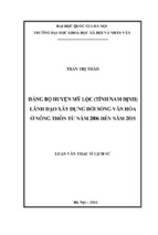 đảng bộ huyện mỹ lộc (tỉnh nam định) lãnh đạo xây dựng đời sống văn hóa ở nông thôn từ năm 2006 đến năm 2015