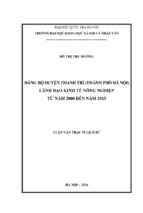 đảng bộ huyện thanh trì (thành phố hà nội) lãnh đạo kinh tế nông nghiệp từ năm 2006 đến năm 2015