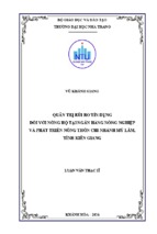 Quản trị rủi ro tín dụng đối với nông hộ tại ngân hàng nông nghiệp và phát triển nông thôn chi nhánh mỹ lâm, tỉnh kiên giang