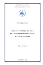 Nghiên cứu thành phần hóa học và hoạt tính kích thích sự phân bào của yến sào tại khánh hòa