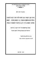 Thiết kế chuyên đề dạy học quang hợp   sinh học 11, theo định hướng phát triển năng lực của học sinh