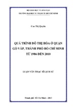 QUÁ TRÌNH ĐÔ THỊ HÓA Ở QUẬN GÒ VẤP, THÀNH PHỐ HỒ CHÍ MINH TỪ 1986 ĐẾN 2010