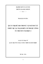 Quản trị rủi ro trong vận hành các thiết bị tại trạm biến áp thuộc công ty truyển tải điện 1