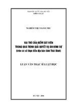 Vai trò của kiểm sát viên trong quá trình giải quyết vụ án hình sự (trên cơ sở thực tiễn địa bàn tỉnh thái bình)