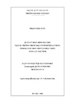 Quản lý hoạt động dạy học tại các trường trung học cơ sở huyện lý nhân, tỉnh hà nam theo tiếp cận phát triển năng lực học sinh