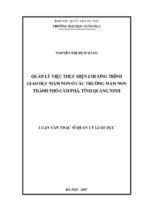 Quản lý việc thực hiện chương trình giáo dục mầm non ở các trường mầm non thành phố cẩm phả, tỉnh quảng ninh