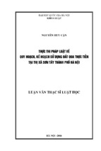 Thực thi pháp luật về quy hoạch, kế hoạch sử dụng đất qua thực tiễn tại thị xã sơn tây thành phố hà nội