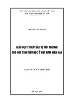 Giáo dục ý thức bảo vệ môi trường cho học sinh tiểu học ở việt nam hiện nay 