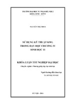 Sử dụng kỹ thuật kwl trong dạy học chương iv – sinh học 11