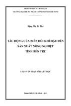Tác động của biến đổi khí hậu đến sản xuất nông nghiệp tỉnh bến tre 