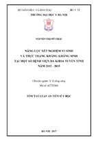 Năng lực xét nghiệm vi sinh và thực trạng kháng kháng sinh tại một số bệnh viện đa khoa tuyến tỉnh năm 2012   2015 .tt