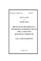 Hiệu quả bổ sung thực phẩm sẵn có đến tình trạng suy dinh dưỡng thấp còi ở trẻ 12 – 23 tháng tuổi huyện tiên lữ, tỉnh hưng yên