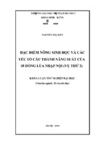 đặc điểm nông sinh học và các yếu tố cấu thành năng suất của 10 dòng lúa nhập nội (vụ thứ 2)