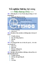 Câu hỏi trắc nghiệm sinh học tế bào