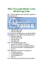Trắc nghiệm năng lượng và trao đổi chất trong tế bào