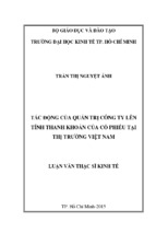 Tác động của quản trị công ty lên tính thanh khoản của cổ phiếu tại thị trường việt nam