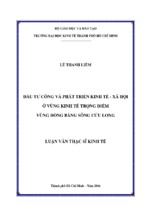 đầu tư công và phát triển kinh tế   xã hội ở vùnh kinh tế trọng điểm vùng đồng bằng sông cửu long