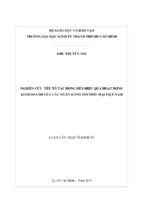 Nghiên cứu yếu tố tác động đến hiệu quả hoạt động kinh doanh của các ngân hàng thương mại việt nam