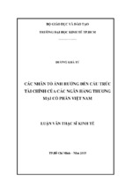 Các nhân tố ảnh hưởng đến cấu trúc tài chính của các ngân hàng thương mại cổ phần việt nam