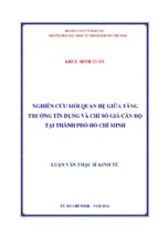 Nghiên cứu mối quan hệ giữa tăng trưởng tín dụng và chỉ số giá căn hộ tại thành phố hồ chí minh