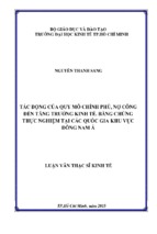 Tác động của quy mô chính phủ, nợ công đến tăng trưởng kinh tế. bằng chứng thực nghiệm tại các quốc gia khu vực đông nam á